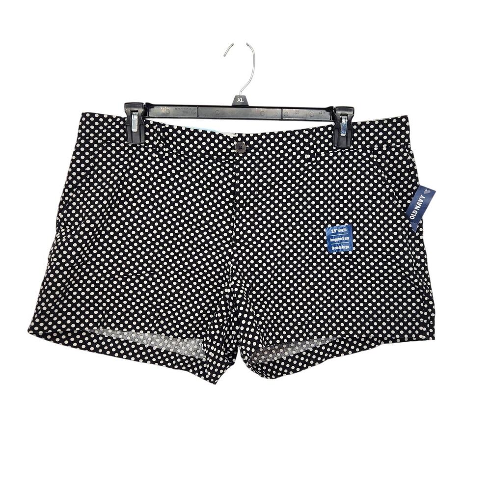 NWT Old Navy Black & White Polka Dot Mid Rise Plus Cotton Shorts Women's 16